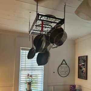 Amazon Black and Silver Hanging Pot Rack
